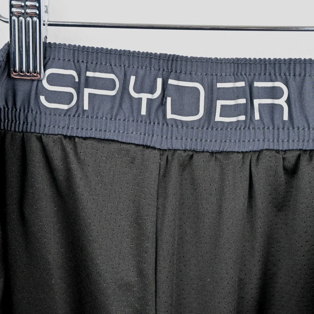 Spyder Swim Trunks Mens XXL Black Lined Drawstring Elastic Waist Pockets Logo